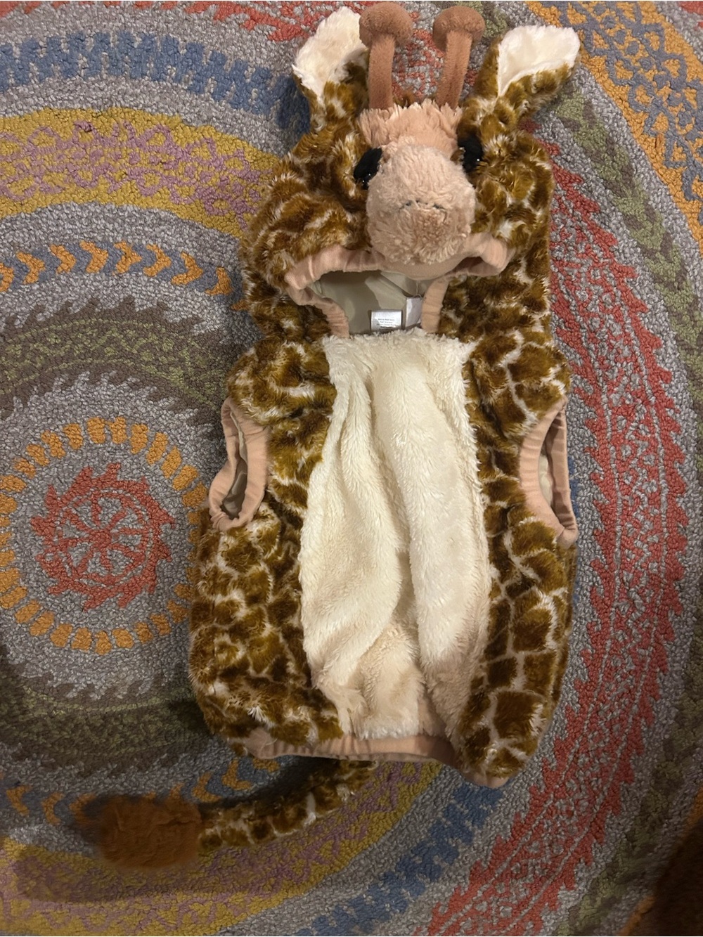Kids Giraffe Plush Hooded Costume in Brown and Cream